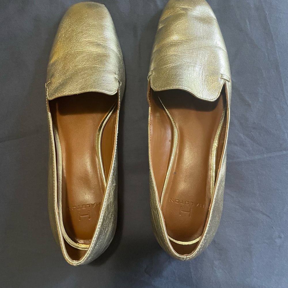 Halston Heritage Metallic Gold Flats